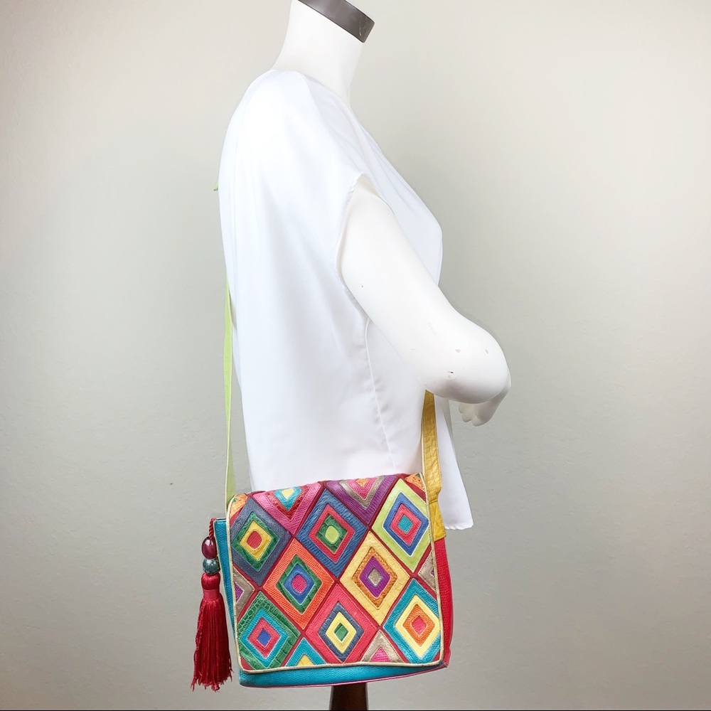 ****SOLD*****Sharif vintage multicolor leather bag - Picture 2 of 8
